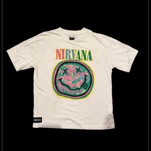 NIRVANA White Tee with Yellow Logo